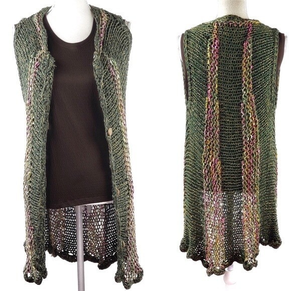 Vintage Boho ANDREA DEL ESTE‎ Argentina Loose knit cardigan Size Medium - Picture 2 of 9